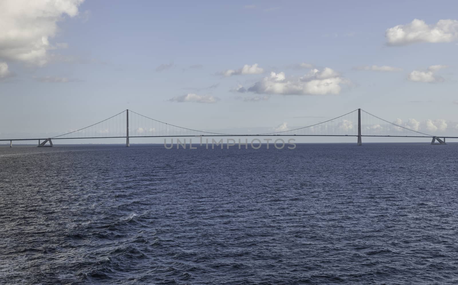 Suspension bridge Great Belt Denmark connecting the Zealand and Funen