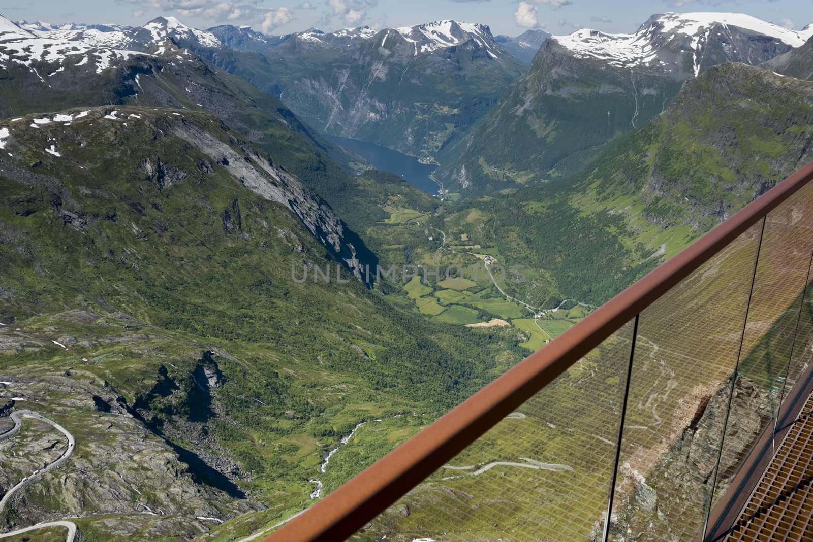 the dalsnibba or road 63 touristic road to the high view of the geirangerfjord in norway