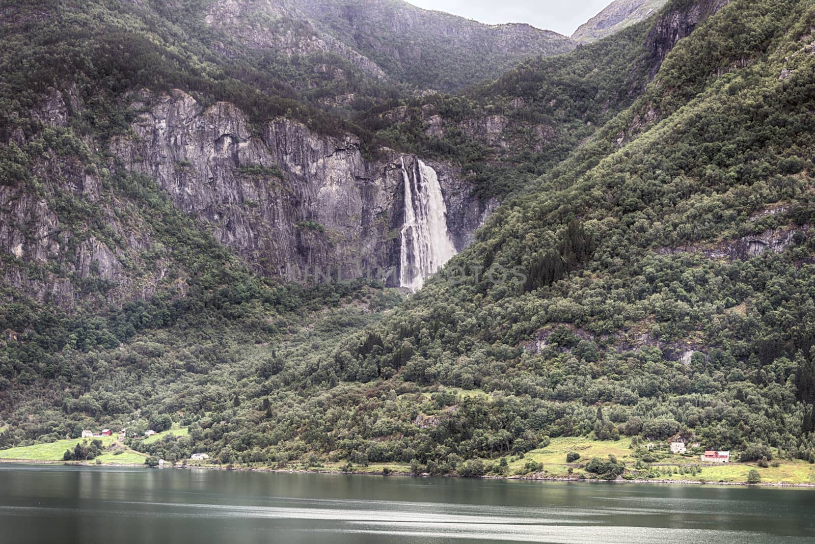 waterfall near sognefjord in norway