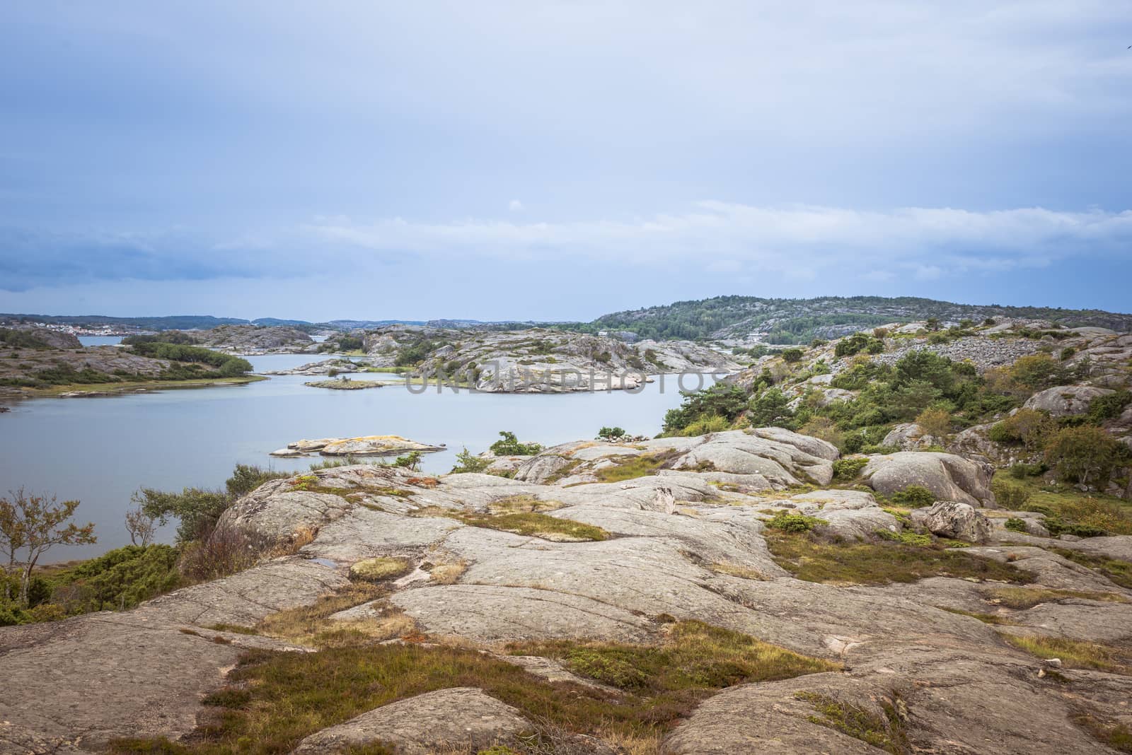 coastline in sweden above fjallbacka with sea as background