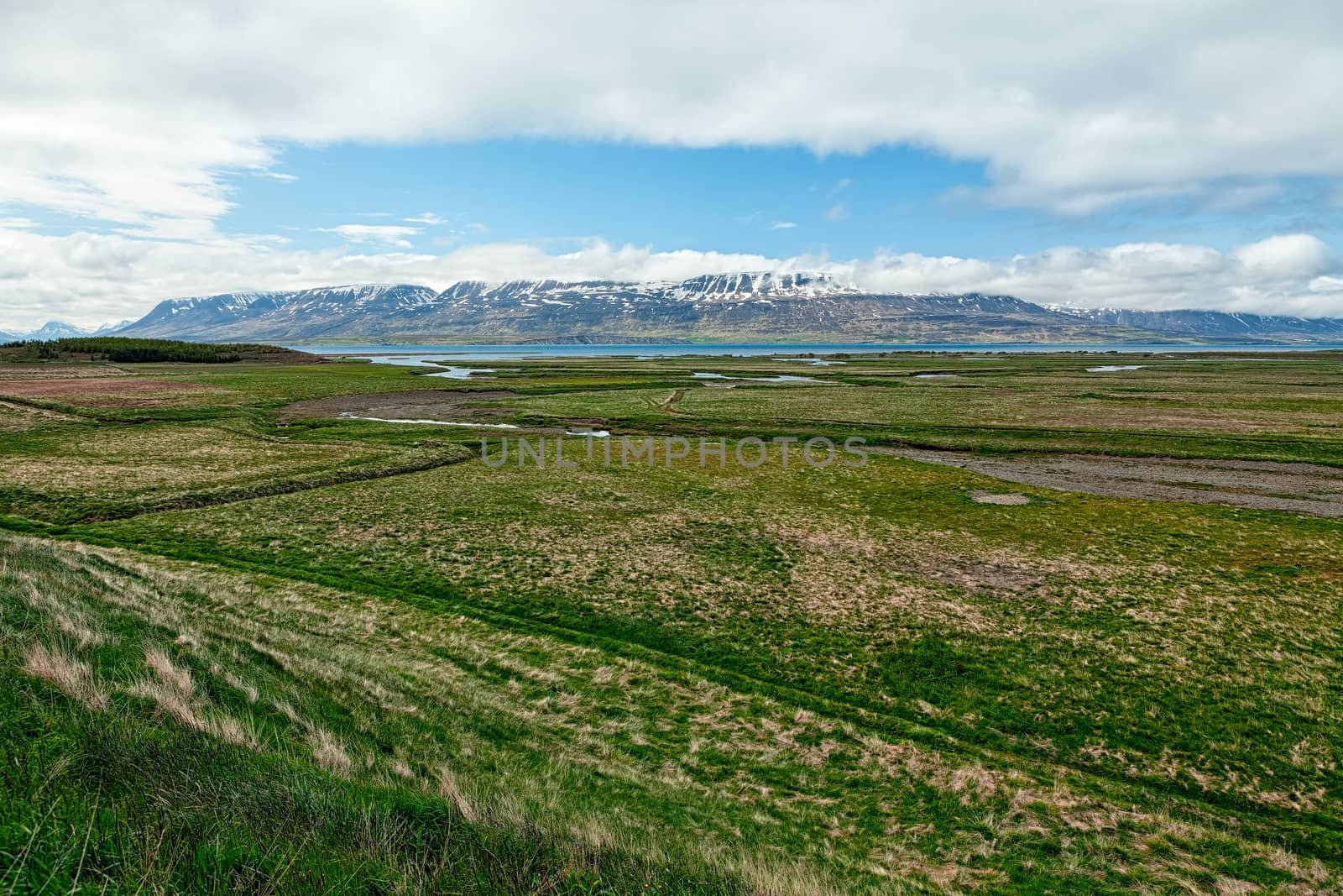 Meadows and mountains in Laufas near Akureyri, Iceland by LuigiMorbidelli