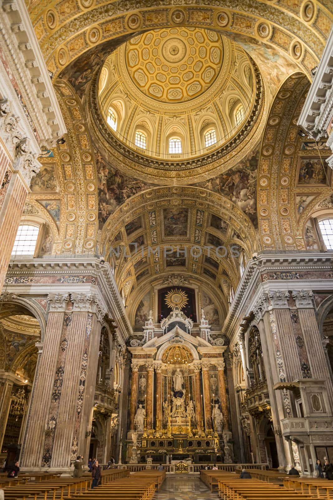 Interior in Gesu Nuovo church in Naples by edella