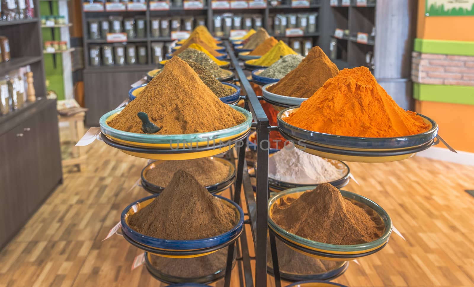 Spices on display on sale at market in andausia