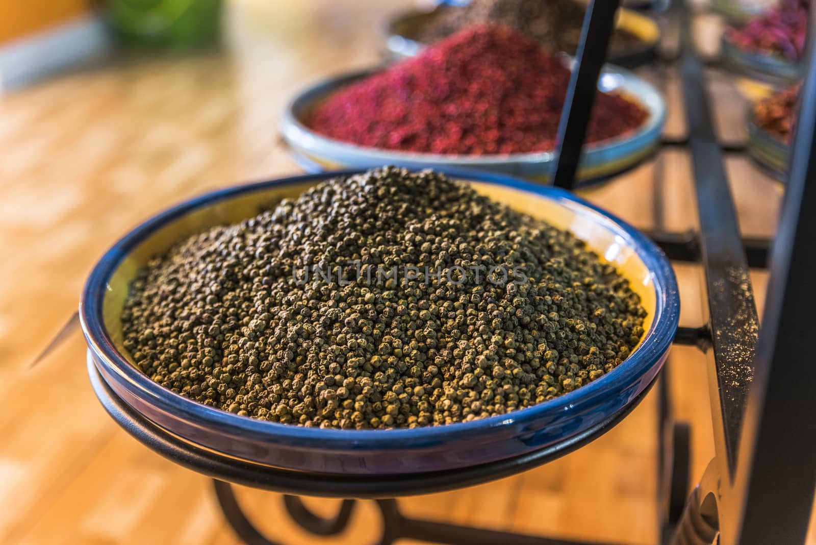 pepper spices on display on sale in a shop in Corsdoba in andausia