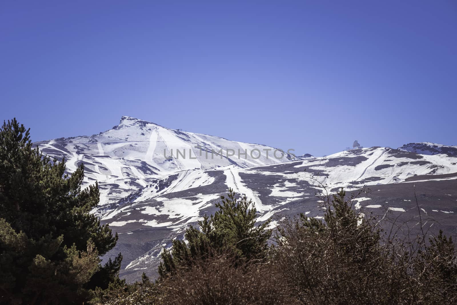 snow on the sierra nevada in spain in may