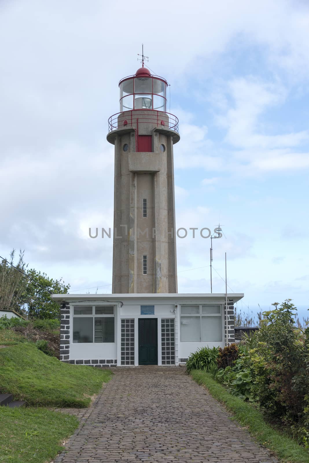 Lighthouse Ponta de Sao Jorge - a famous tourist sight at the north coast of Madeira.