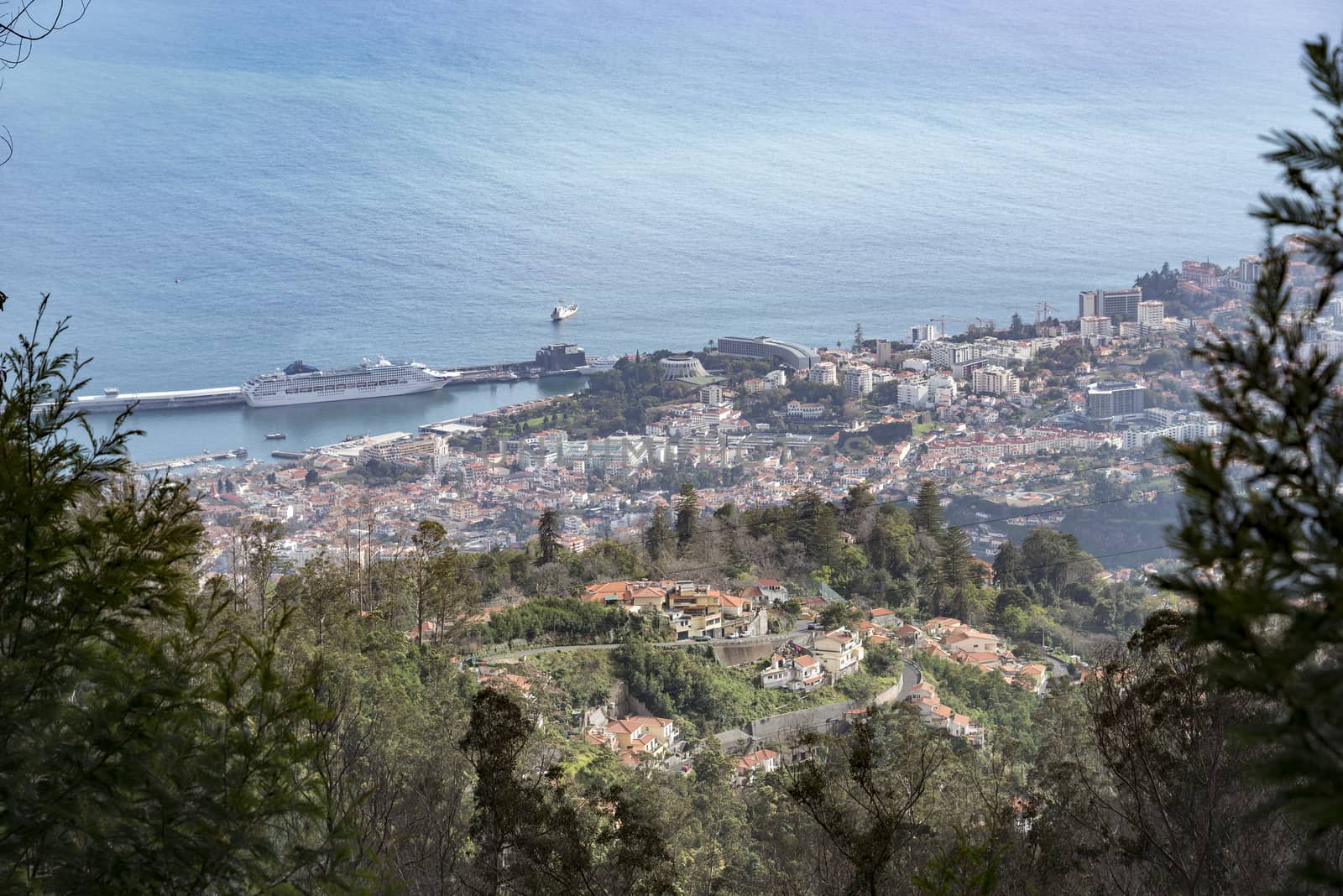 skyline funchal city Madeira from Moniz funchal aerial view