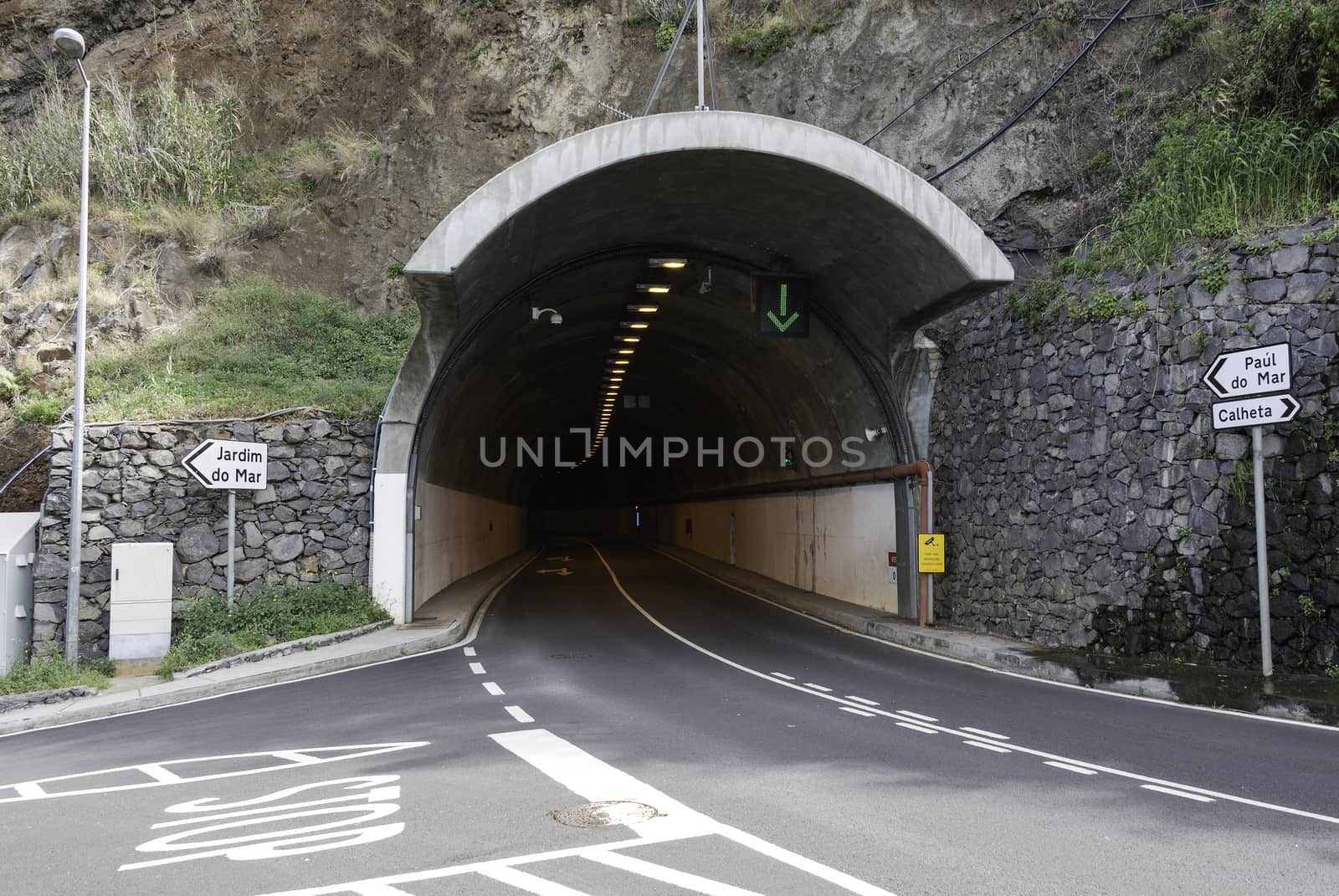 tunnel on madeira island between calheta and jardim do Mar