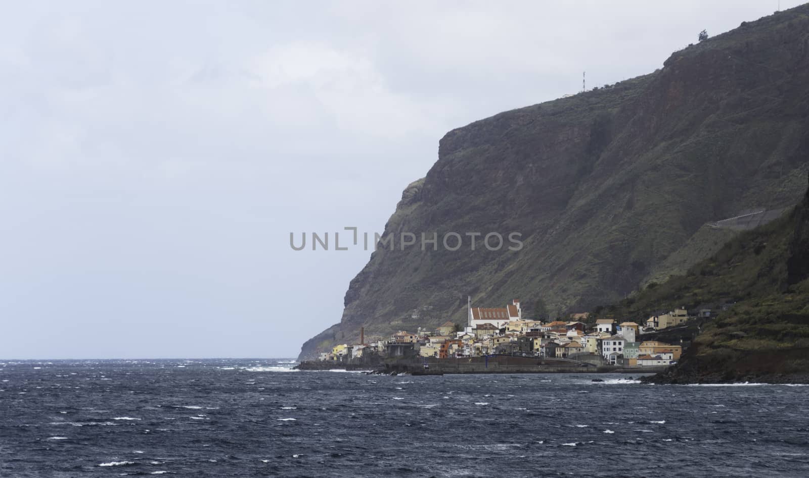 paul do mar on madeira island with village and the mountains