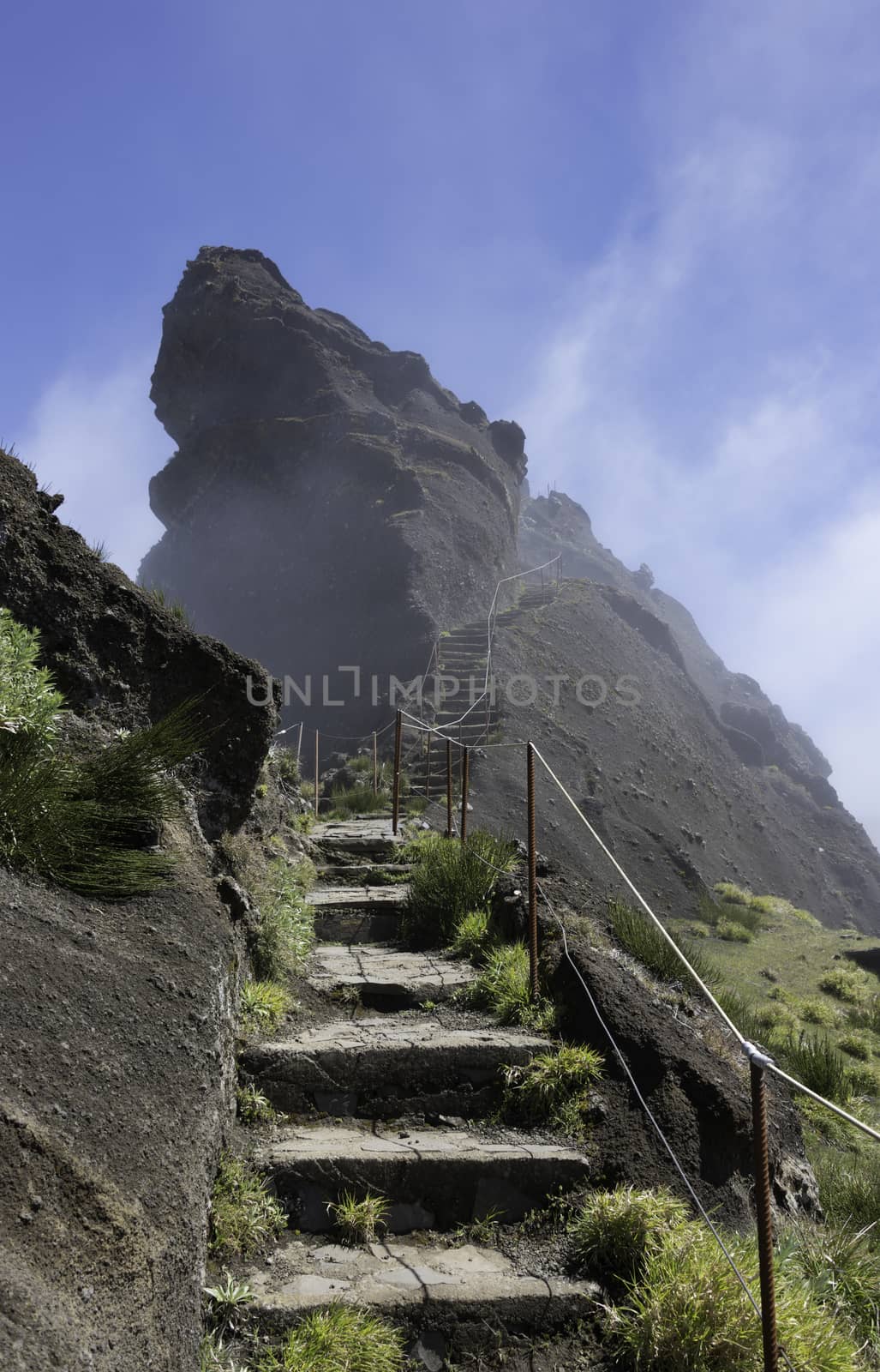 the high mountains at madeira island called pico arieiro, the top is 1818 meters above sea level