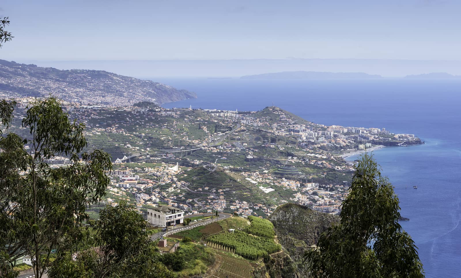 view from Miradouro do cabo Girao 550 meters above sea level to the west site near funchal on madeira island