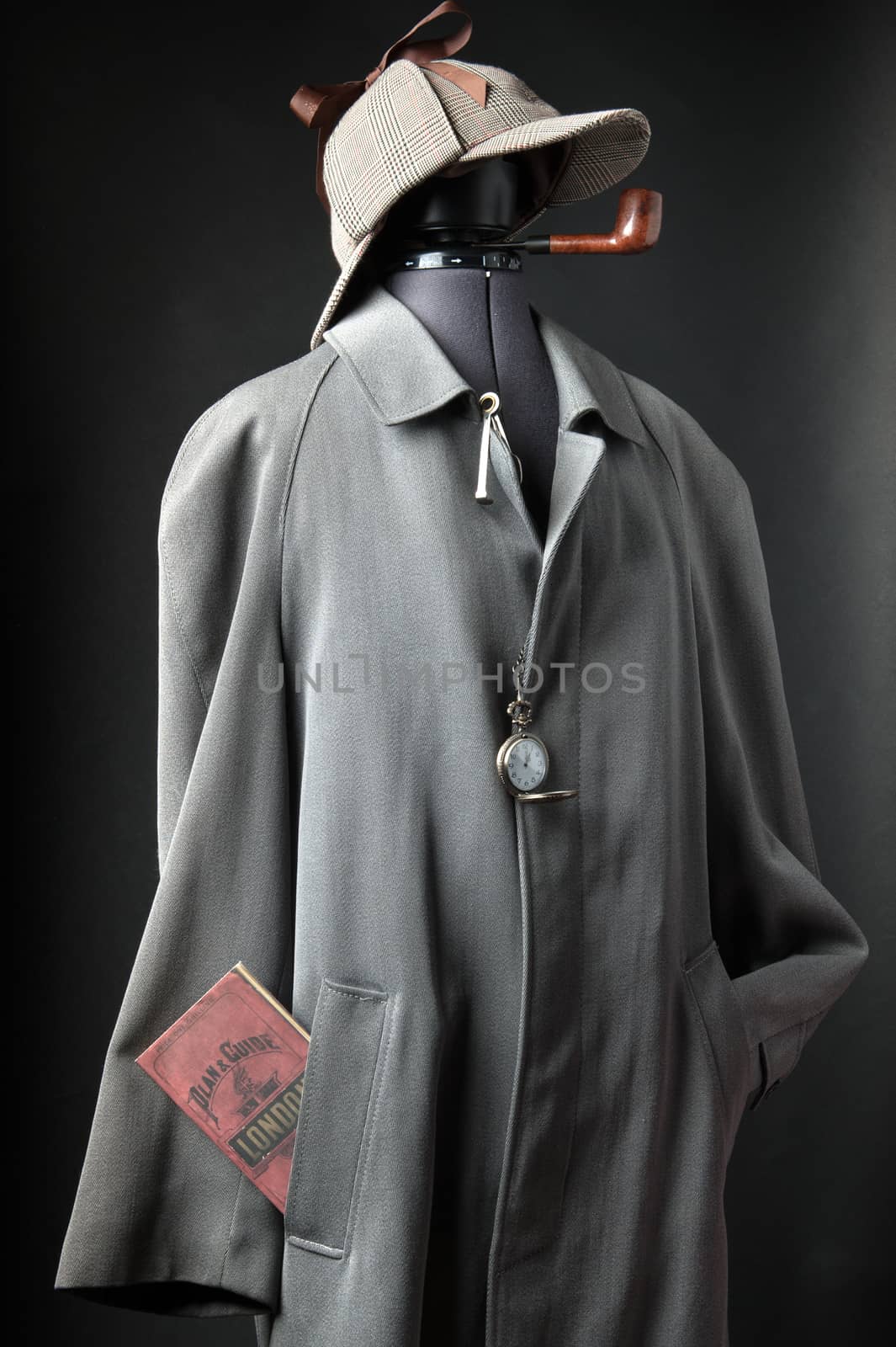 Detective mackintosh clothes with a hat on a mannequin by Garry518