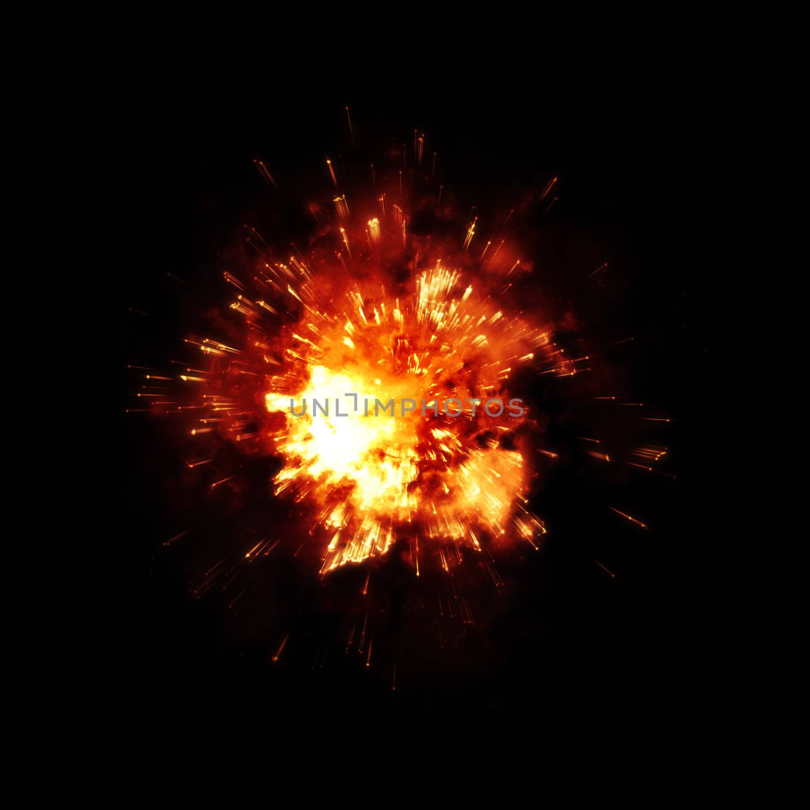 a detailed fire explosion on black background by magann