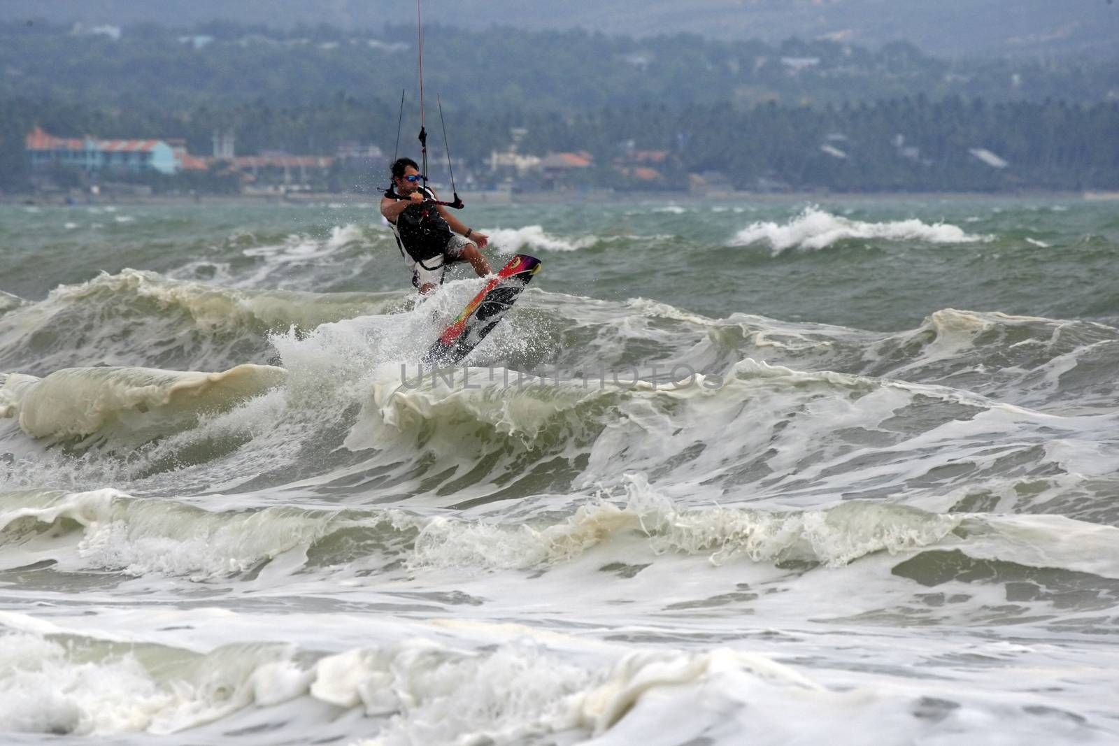 Kitesurfer in action by friday