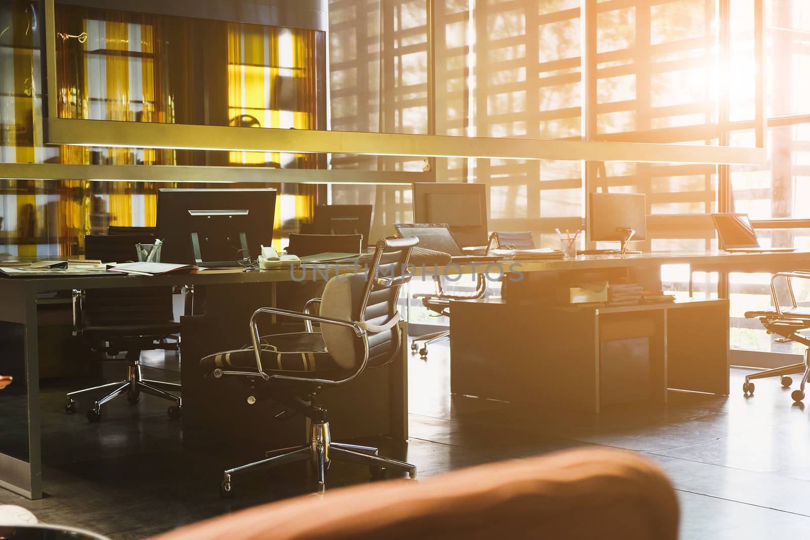 Office desk, image of modern office interior background. An idea of modern workspace and coworking space, modern lifestyle,Gig Economy