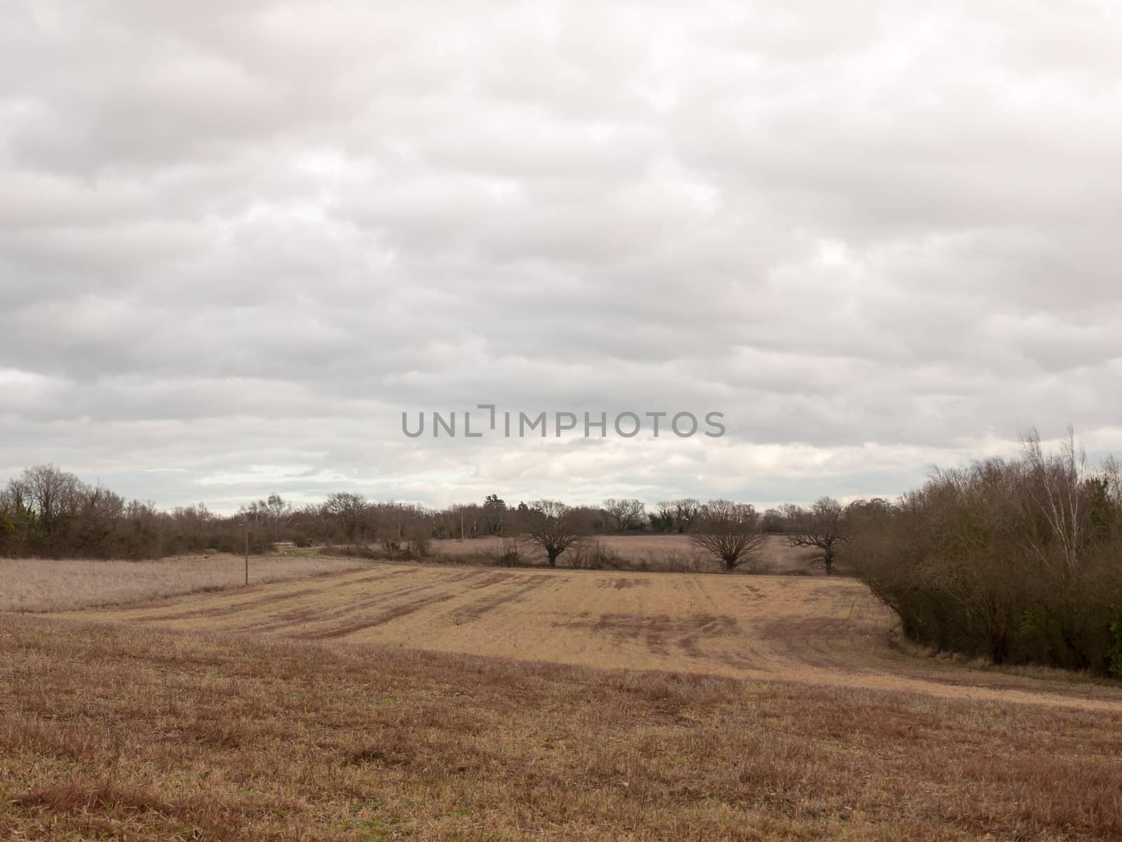 moody skyline clouds over autumn farm field ; essex; england; uk