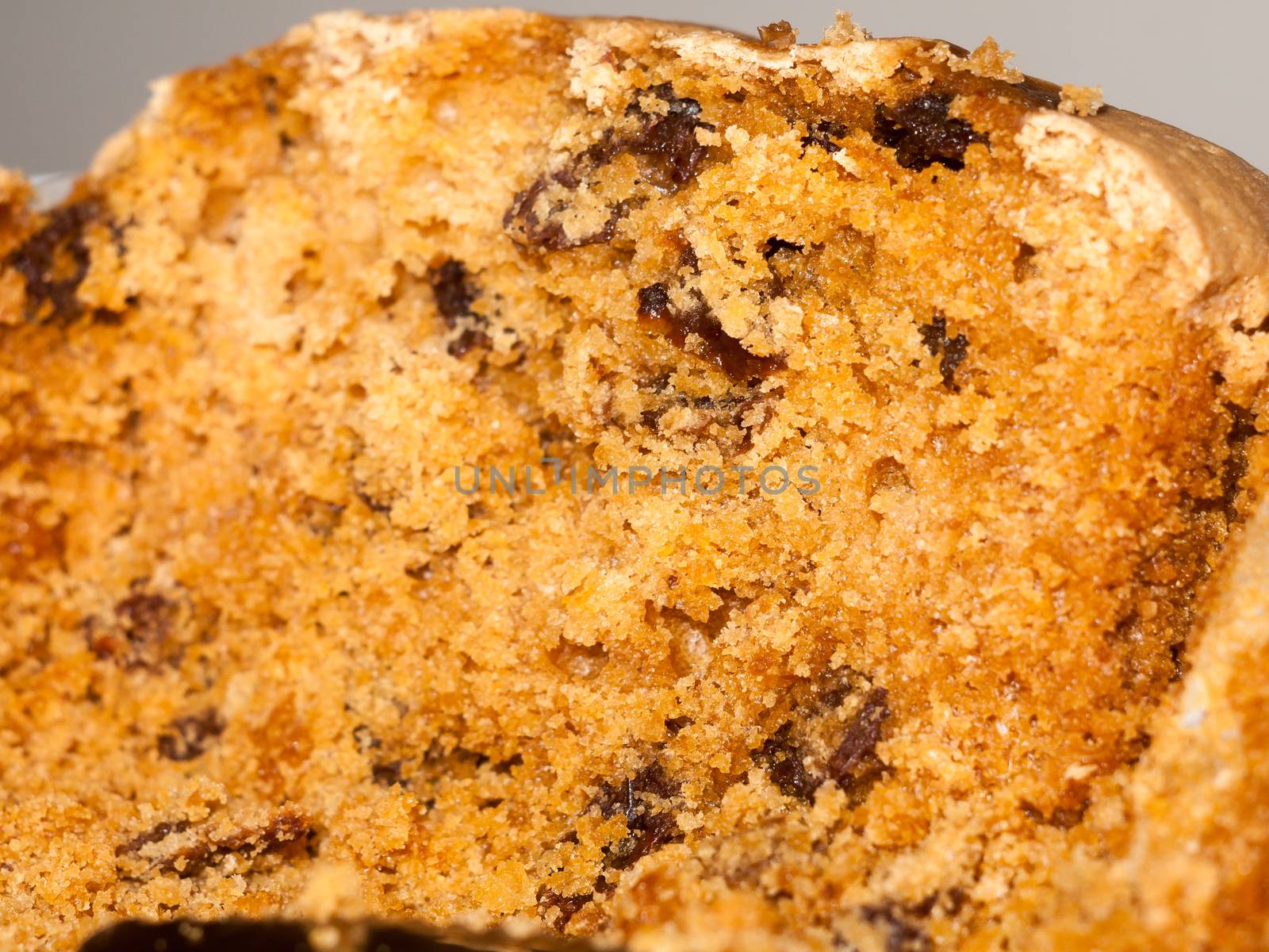 close up of brown sponge cake texture; essex; england; uk