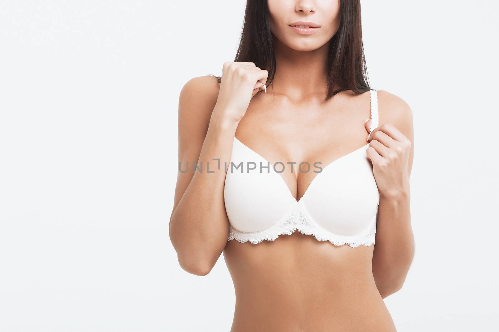 Girl with gorgeous Breasts on a white background. by 3KStudio