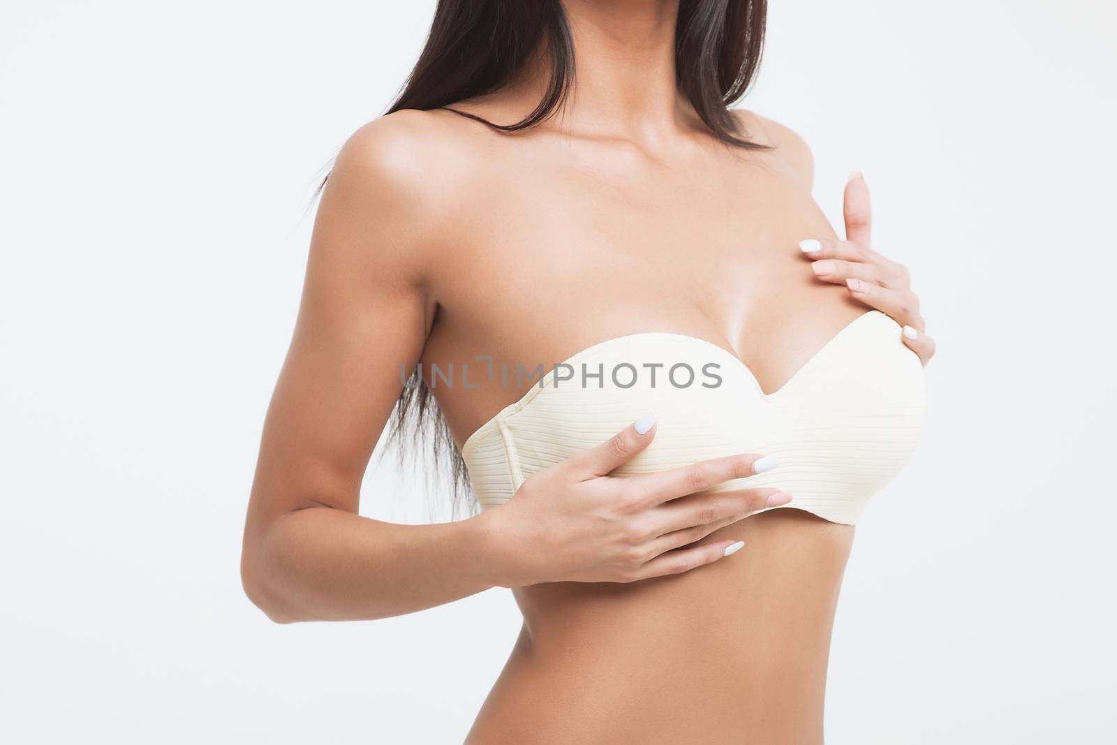 Girl with gorgeous Breasts on a white background. by 3KStudio