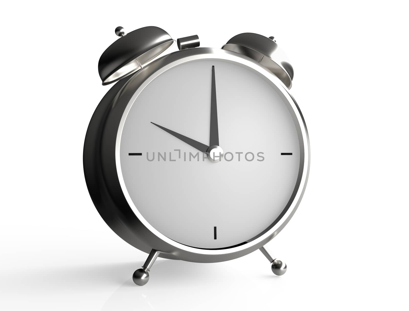 Alarm clock on white background. 10 O'Clock, am or pm. 3D render by Nobilior