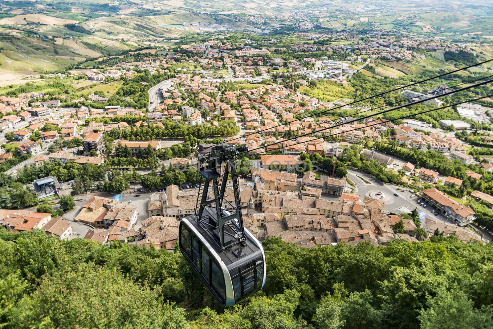 City Cable Car that connect to the fortress rock in San Marino Republic