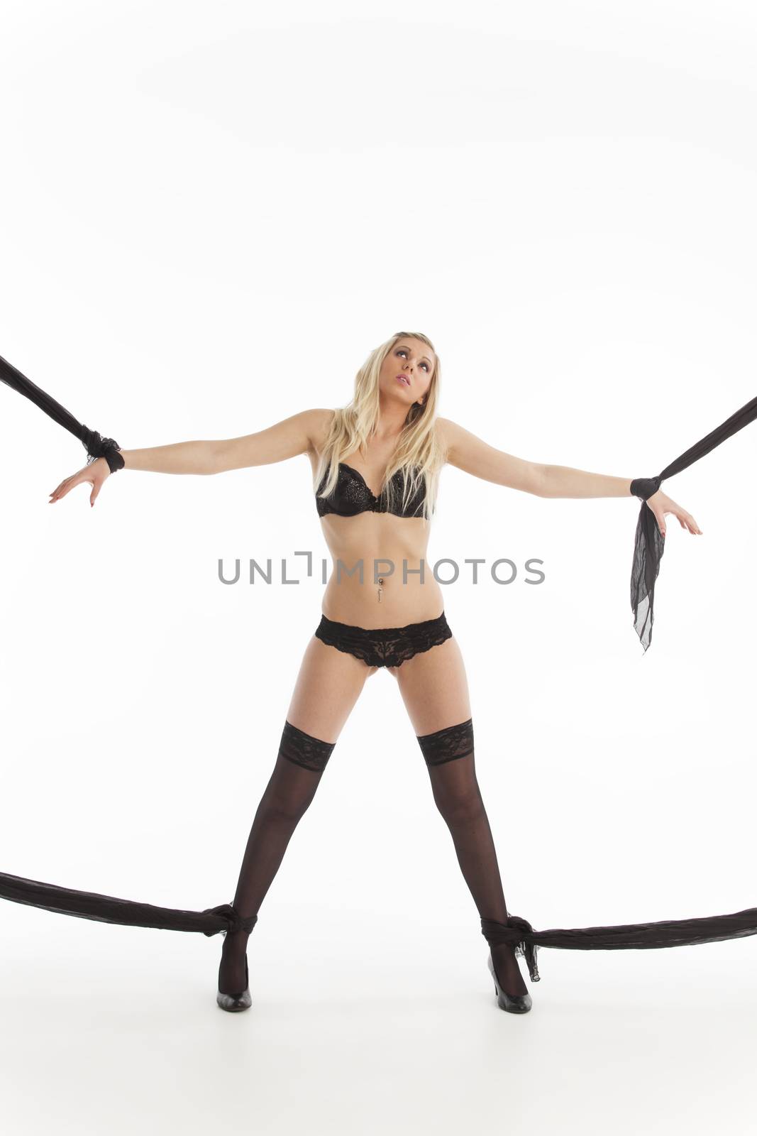 bound blonde woman in underwear by bernjuer