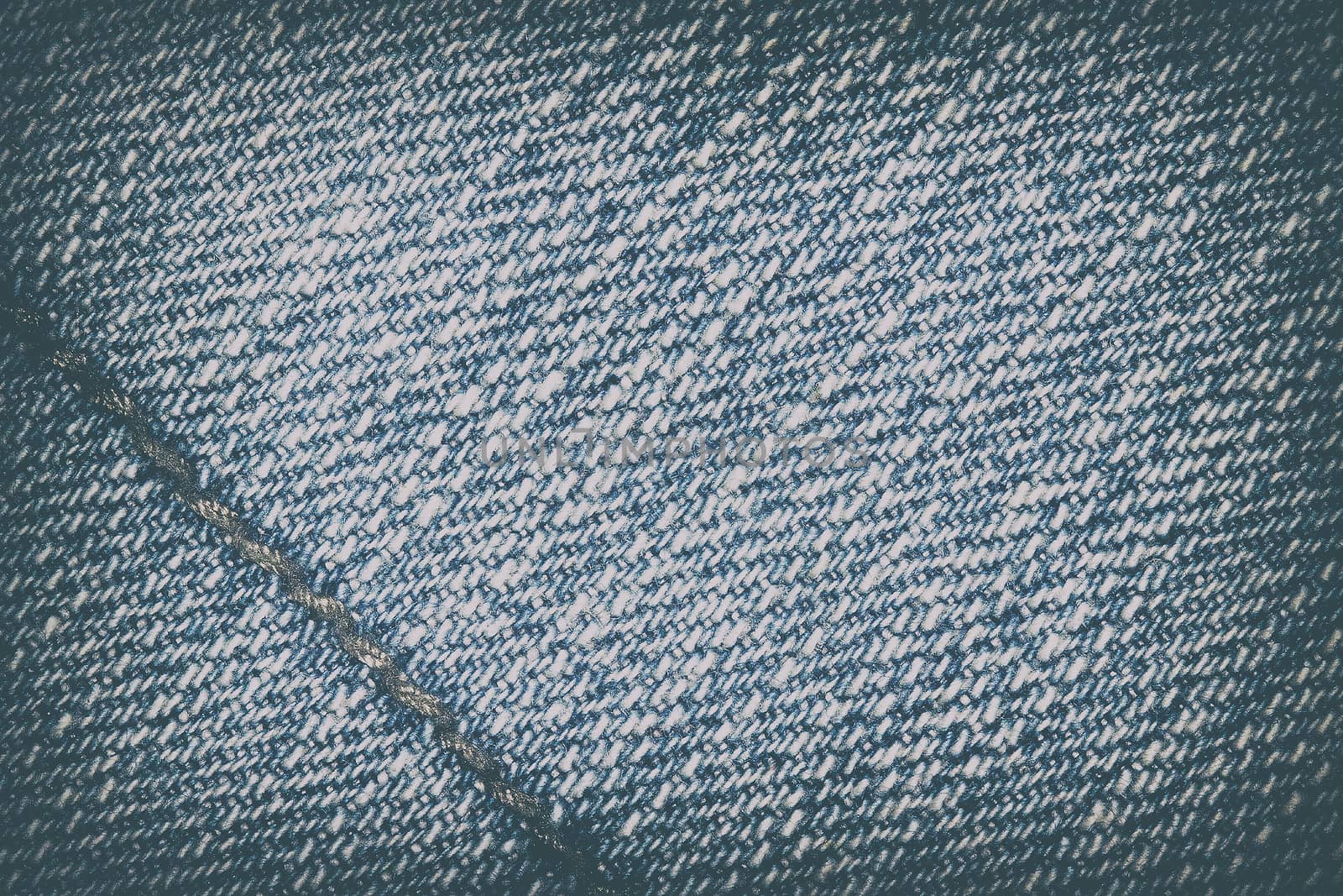 Blue jeans texture background and seam for text area by TakerWalker