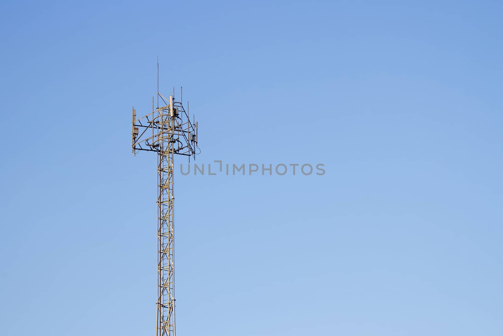 Mobile phone communication tower transmission  signal with blue  by TakerWalker