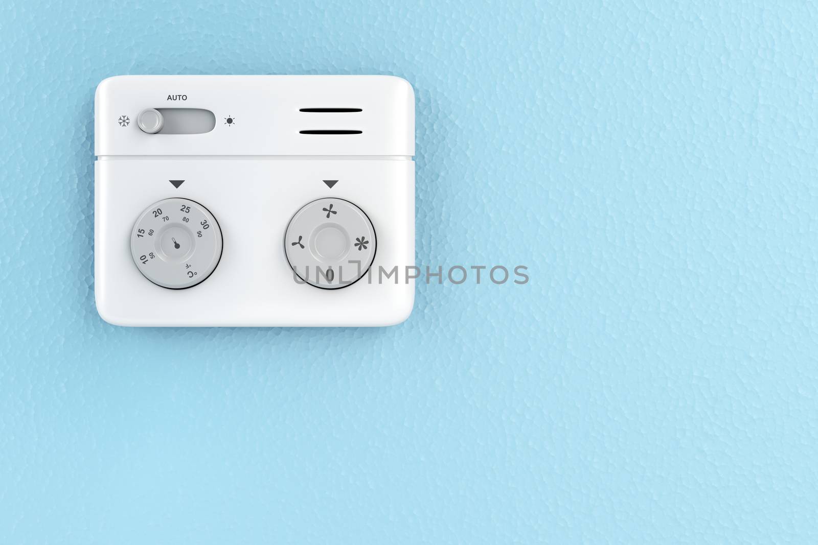 Thermostat on the wall, front view 