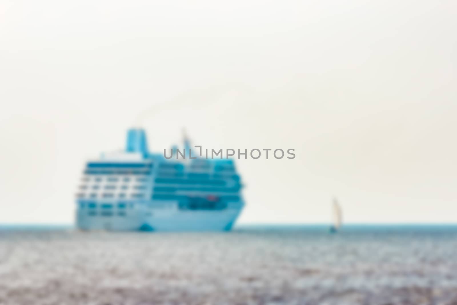 White cruise liner - blurred image by sengnsp