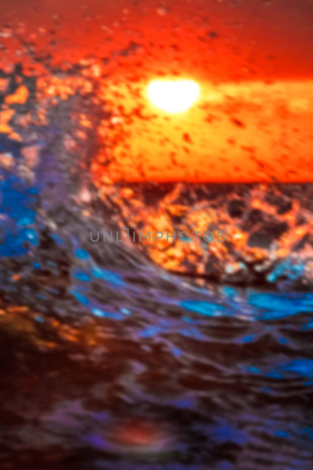 Hot sunset - soft lens bokeh image. Defocused background