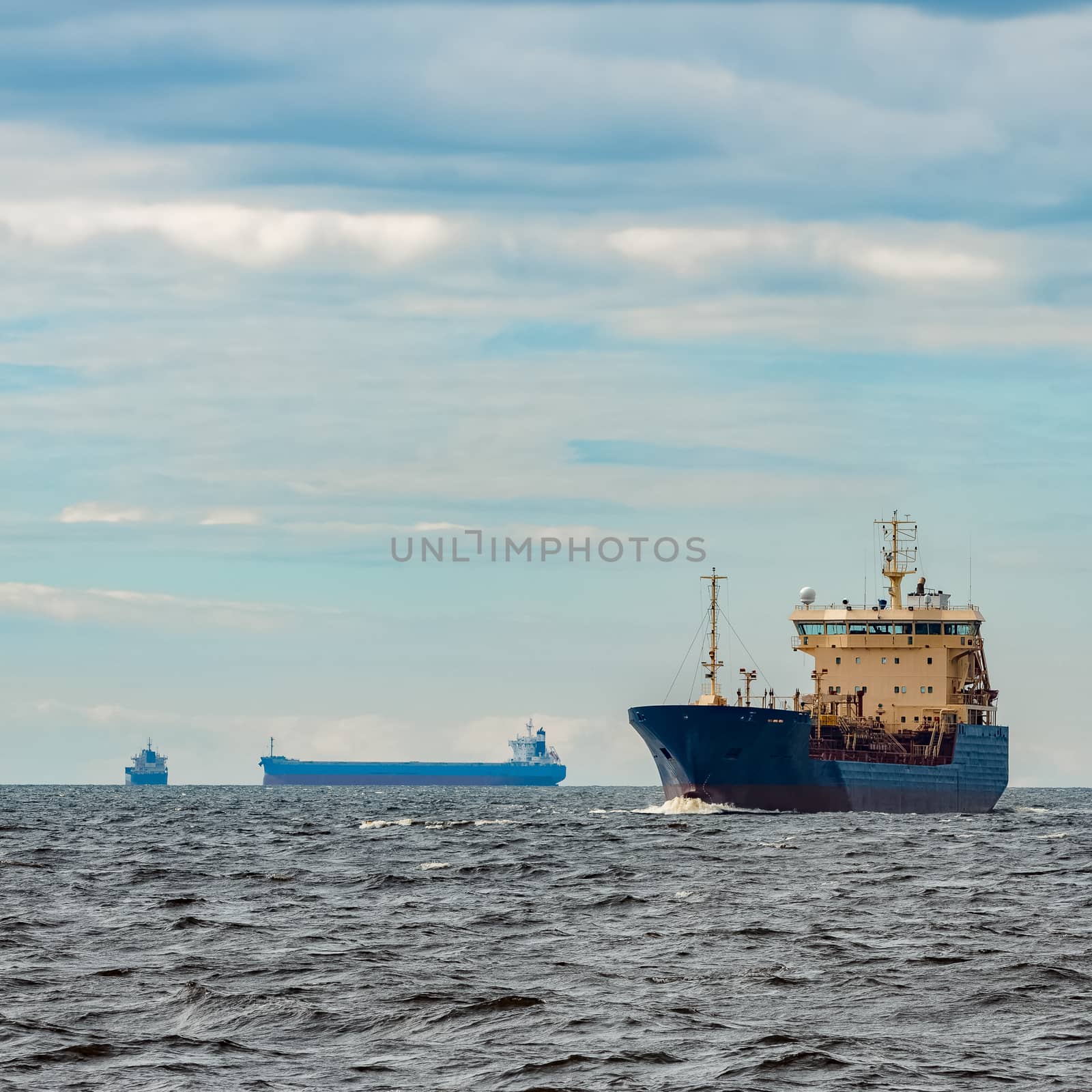 Blue cargo tanker ship by sengnsp