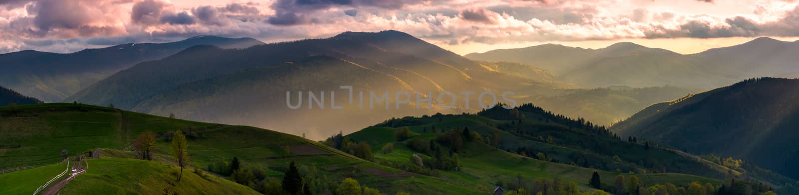 gorgeous panorama of countryside at sunset by Pellinni