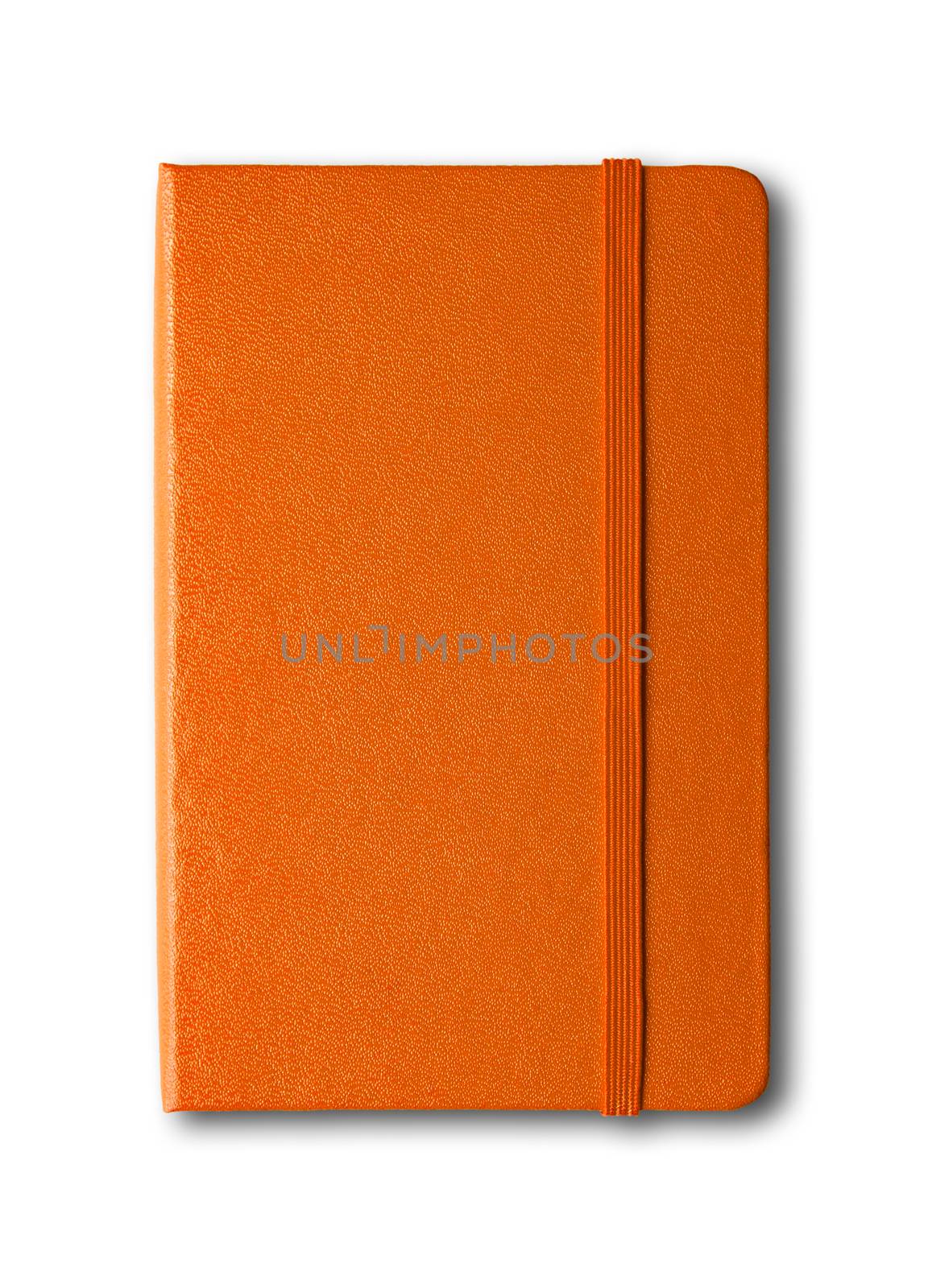 Orange closed notebook isolated on white by daboost