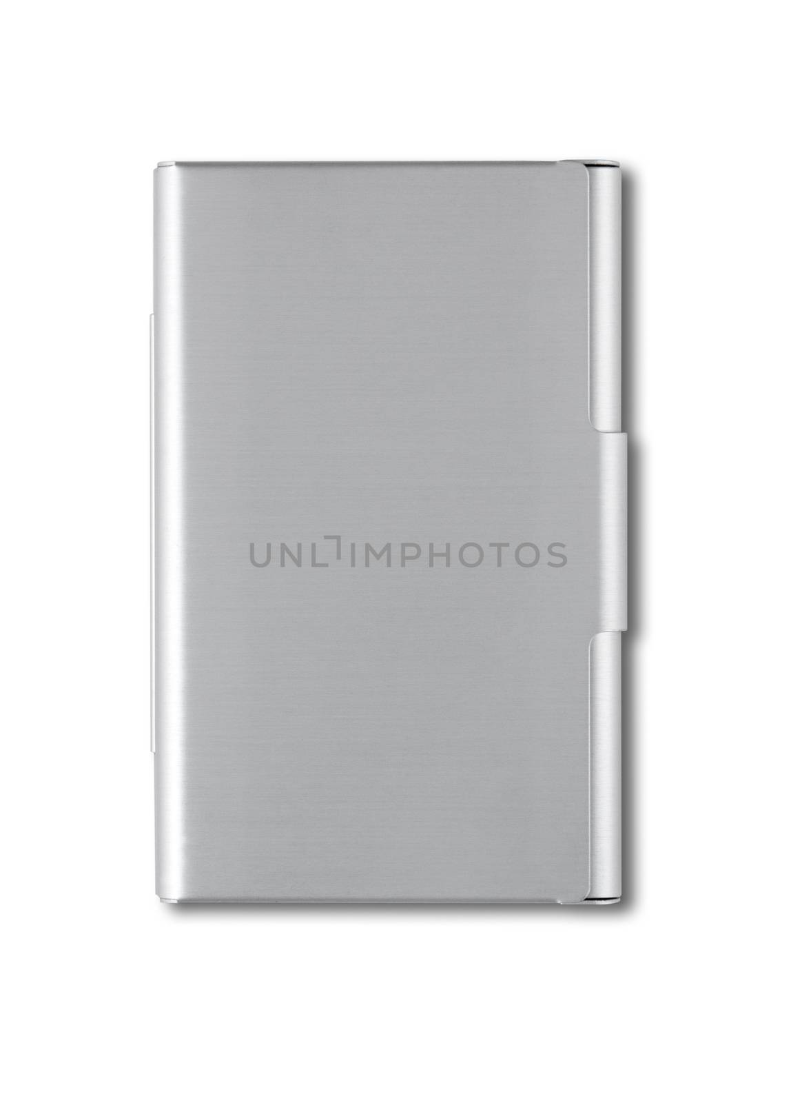 Closed metallic card holder isolated on white background