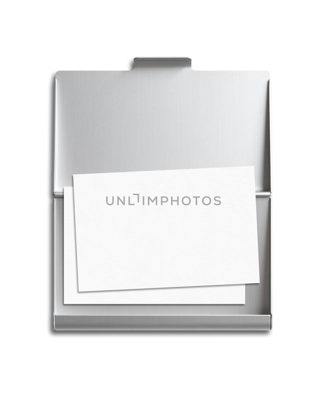 Business card and cardholder mockup isolated on white by daboost