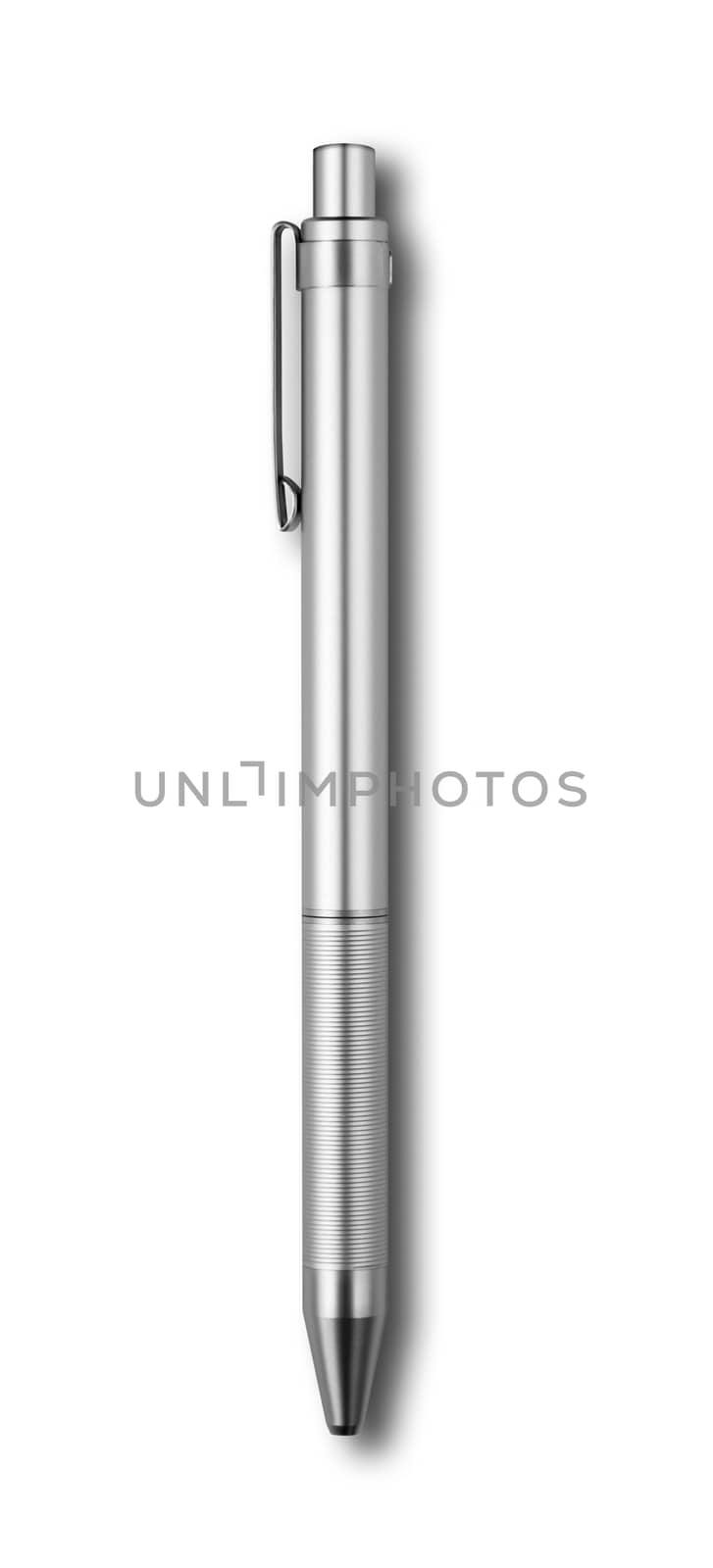 Steel metal pen isolated on white background