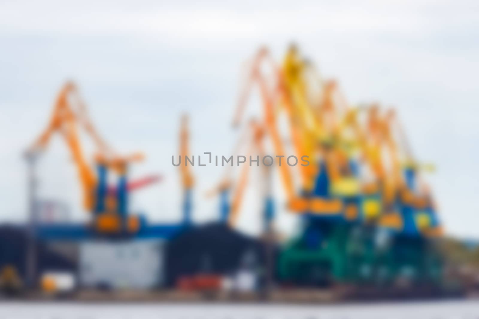 Portal cargo cranes - soft lens bokeh image. Defocused background