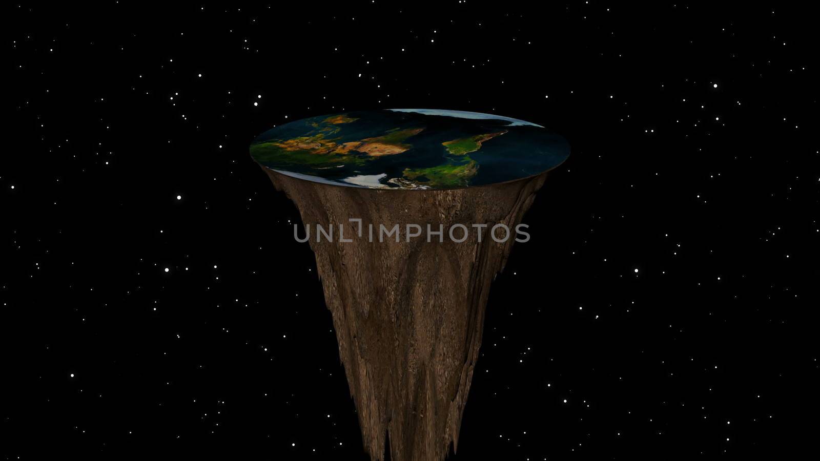 The concept of a flat planet Earth. 3d rendering background