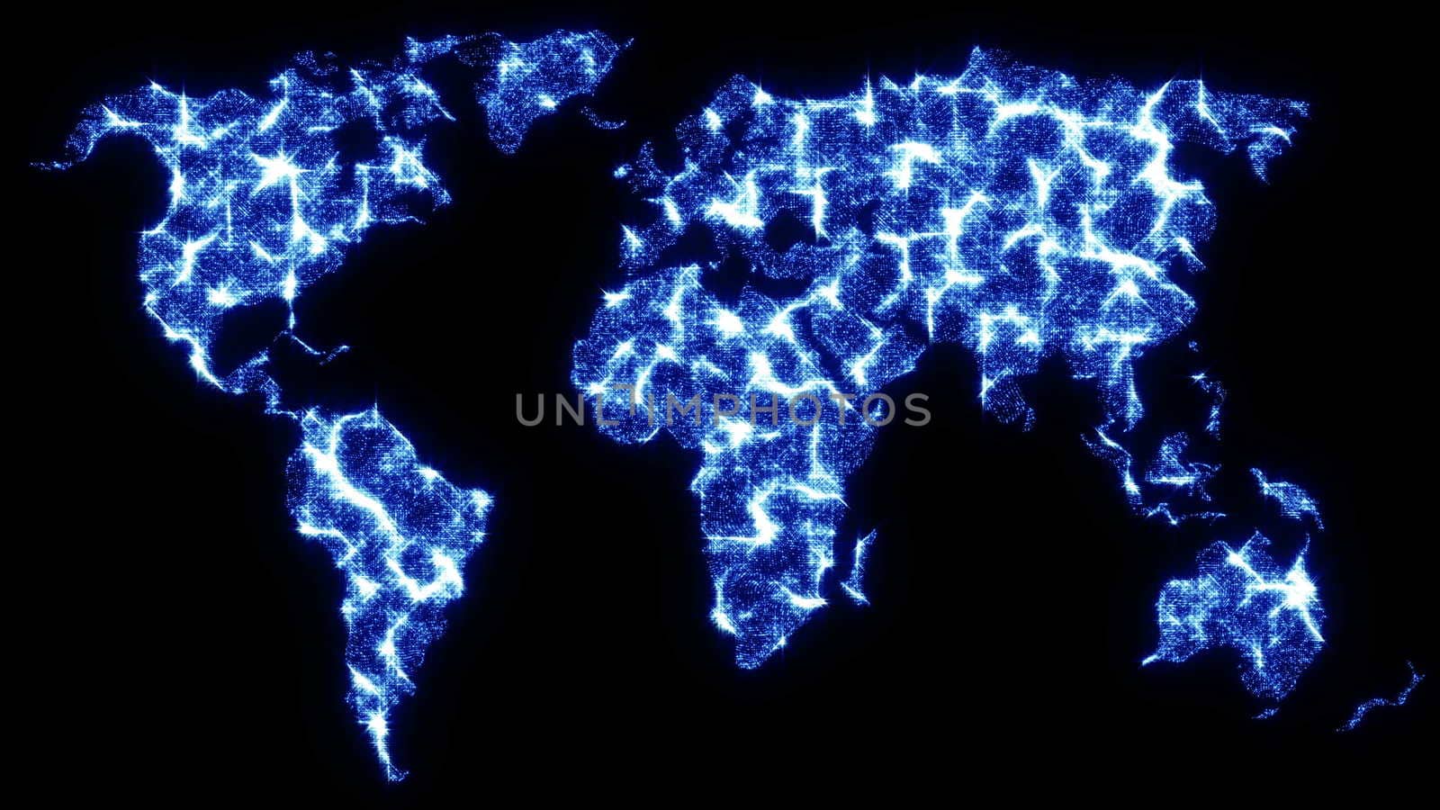 Abstract background of a world map with luminous particles by nolimit046