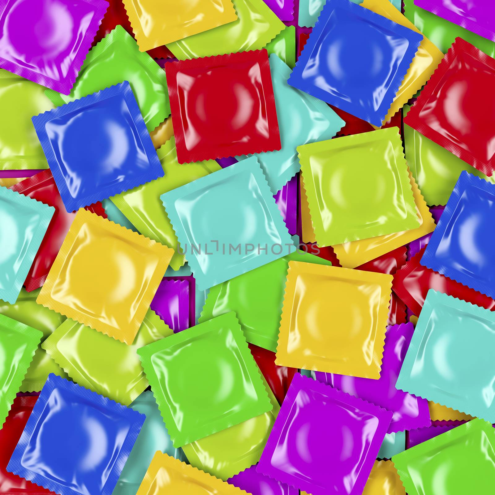 Multicolored condoms, top view by magraphics