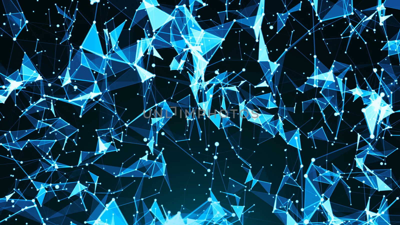 Abstract background with plexus. Technology backdrop. Triangles, lines and dots. 3d render