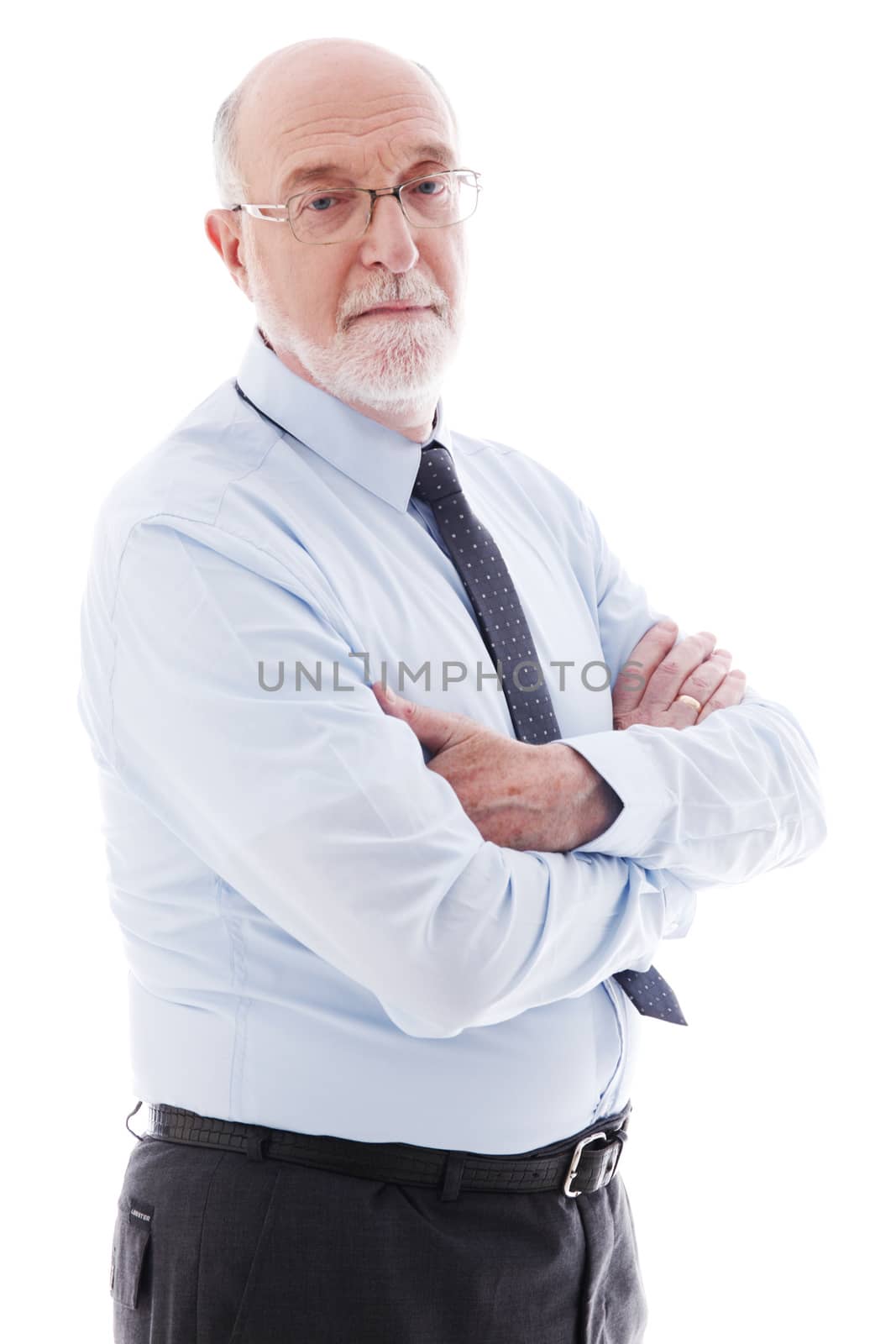 Portrait of mature business man isolated on white background