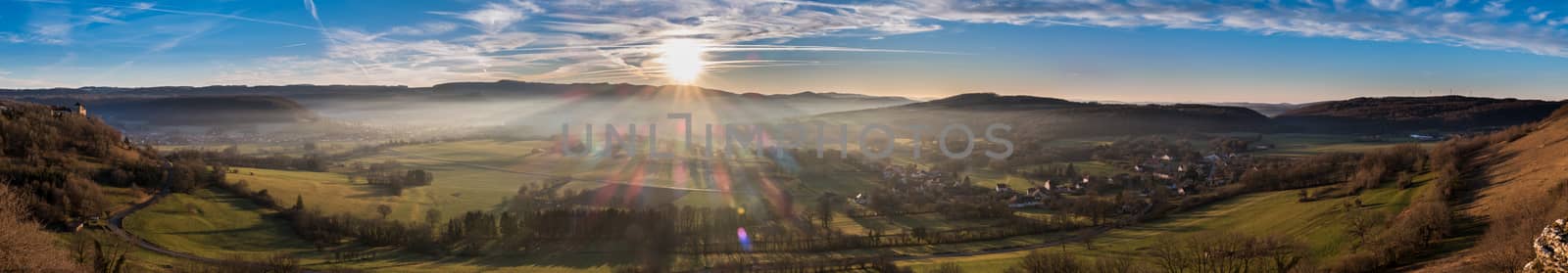 Panorama of countryside sunset by fpalaticky