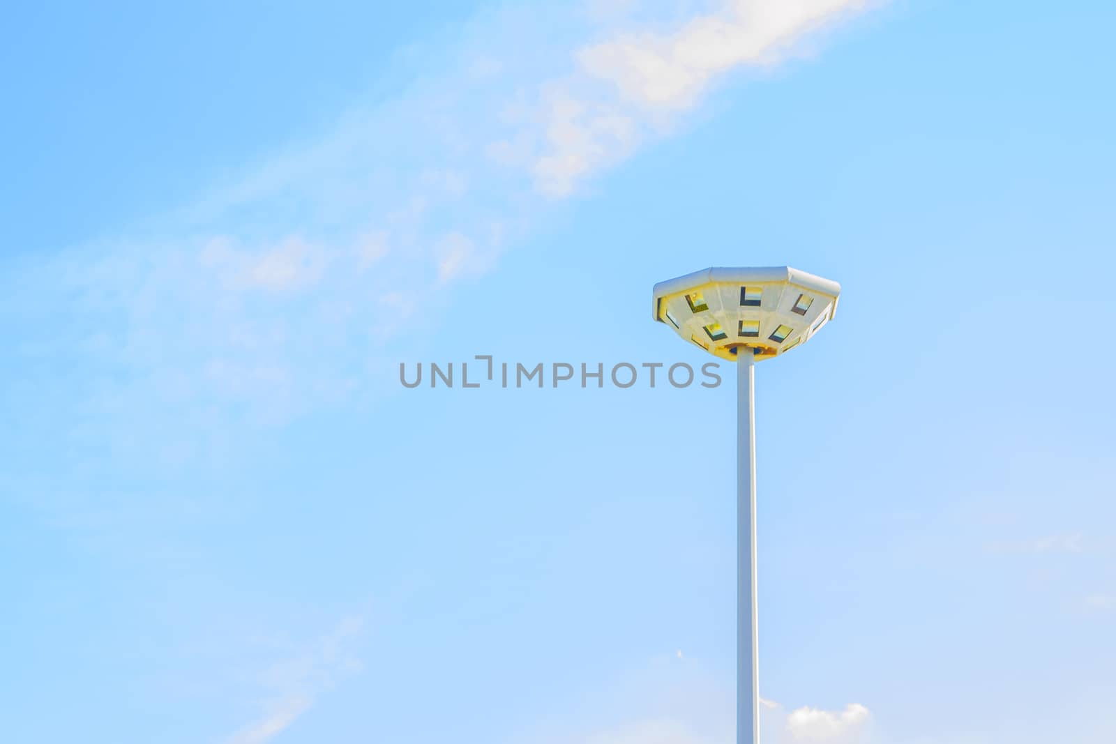Light pole in the blue sky