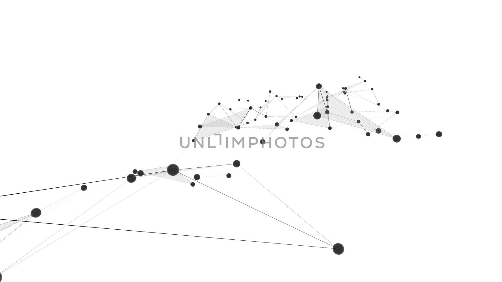 Concept of Network. Internet communication of lines, polygons and dots. 3d illustration.