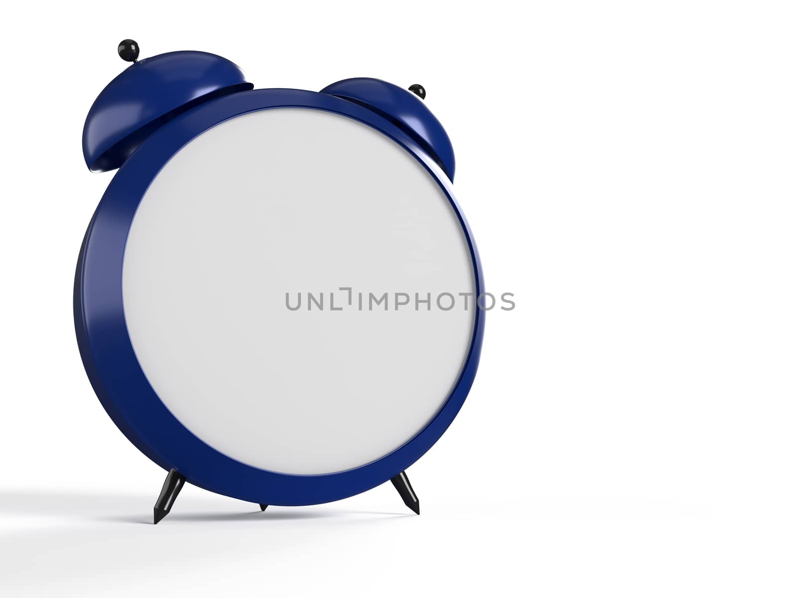 Alarm clock on white background. 11 O'Clock, am or pm. 3D rendering