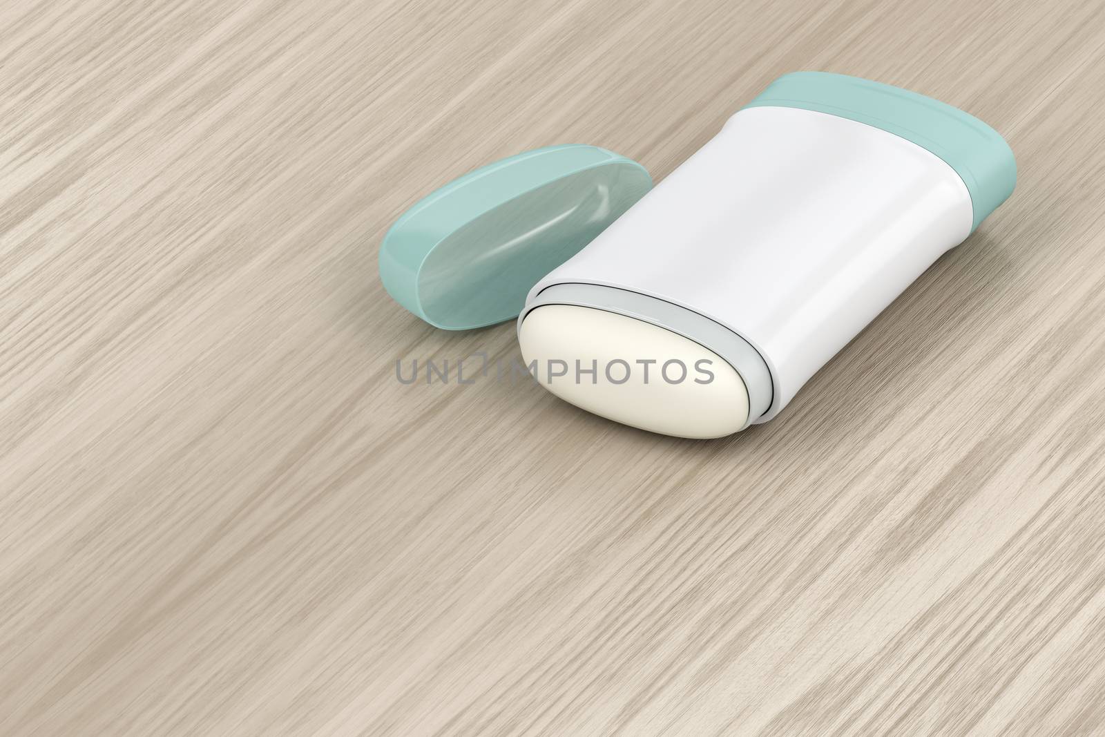 Antiperspirant deodorant stick on wood background