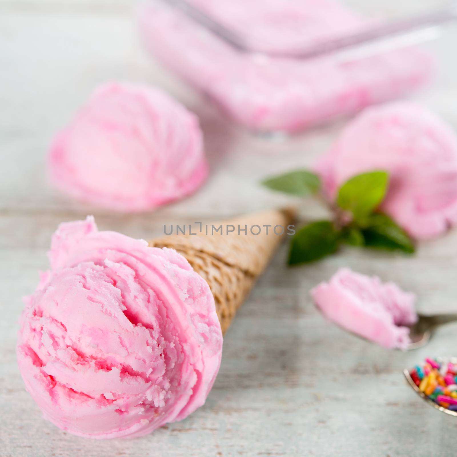 Pink ice cream waffle cone by szefei