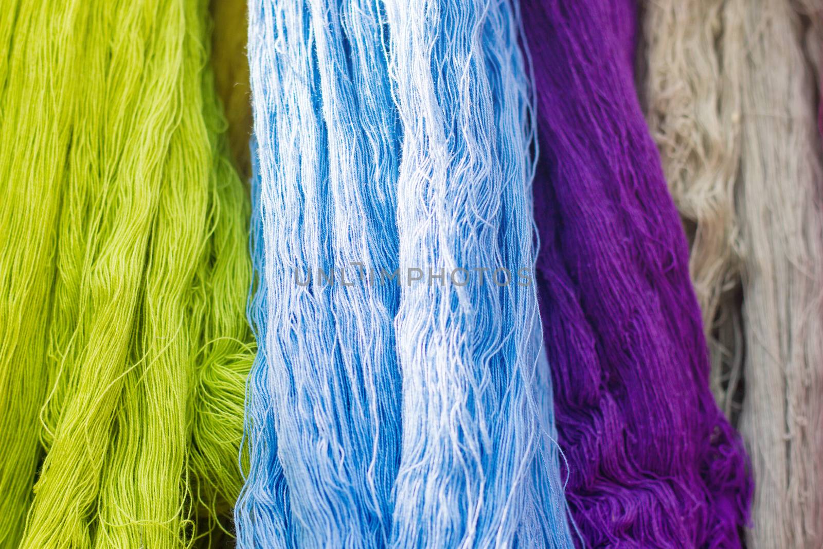 Colorful Of Silk Threads, Fabric Dyeing, Cotton Stained By Natural Subject